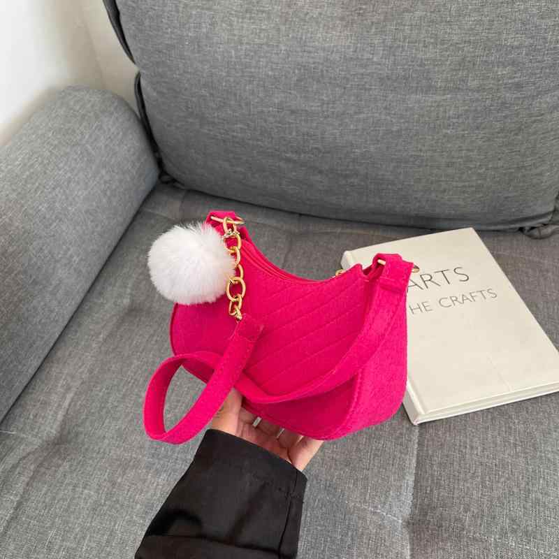 バッグ レディース ショルダーバッグ ファッション カジュアル 斜めがけ 小さめ フェルト かわいい 黒 緑 オレンジ ブラウン カーキ