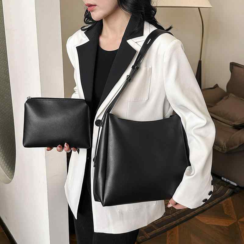 バッグ レディース 水桶型 親子バッグ 大容量 ハンドバッグ ショルダーバッグ 肩掛け 鞄 PU 無地 カフェ色 通勤 普段使い