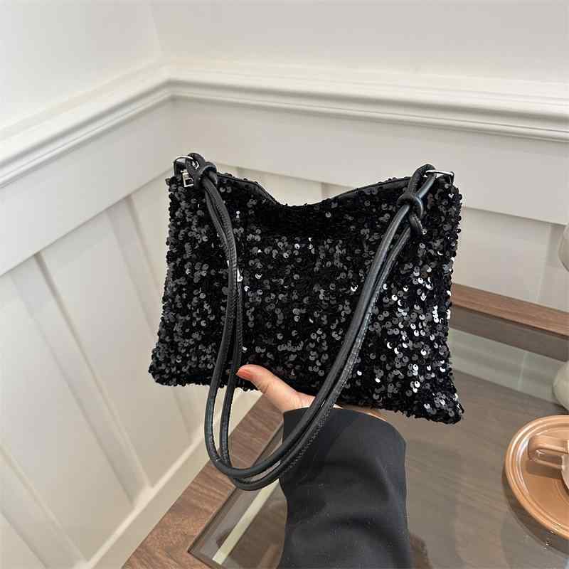 トートバッグ レディース ハンドバッグ スパンコール キラキラ 韓国 ファッション おしゃれ きれいめ 大容量 普段使い お出かけ ブラック シルバー