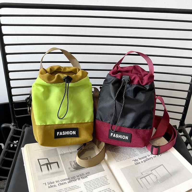 ミニバッグ レディース 撥水 ナイロン 巾着 ショルダーバッグ スマホポーチ ポシェット 斜めがけ 鞄 かばん 軽量 カジュアル 旅行 通勤 普段使い ブルー オレンジ グリーン ブラック(x3)