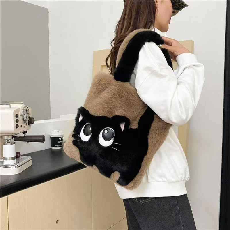 バッグ レディース 猫 かわいい トートバッグ ファー ふわふわ ショルダーバッグ アニマル デイリー カ..