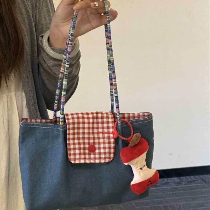 トートバッグ レディース デニム 格子柄 帆布 大容量 通勤 普段使い 旅行 リネン キャンバス