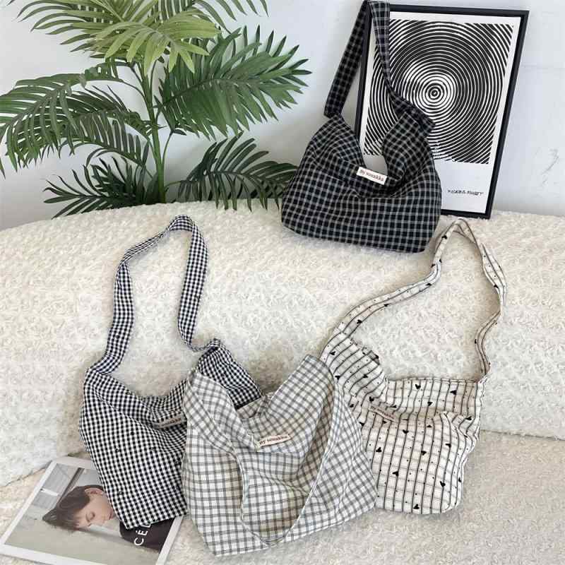 トートバッグ レディース 格子柄 ショルダーバッグ キャンバス 斜めがけ 鞄 ストリート ポリエステル ..