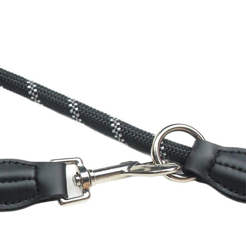 犬用 リード ポリエステル製 牛革バックル 調節可能 反射材使用 絡まない 二頭引き 散歩用リード 犬 訓練 しつけ用(x2)
