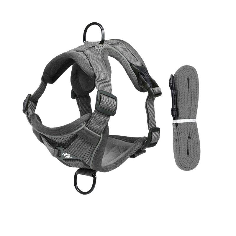 ペット ハーネス 猫 犬 兼用 反射 ベスト 胴輪 リード セット 散歩 紐 ポリエステル 灰色 ブルー コーヒー色 レッド ピンク系 水色 小型犬 3kg～ 中型犬 9kg～