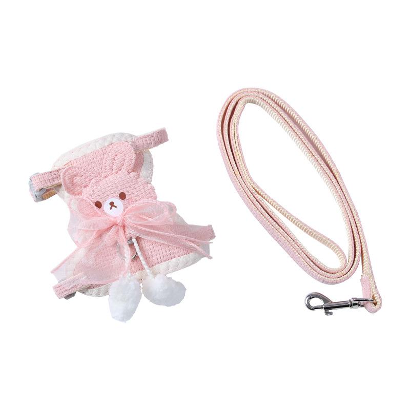 猫用品 猫用ハーネス 猫用リード 布製 伸縮可能 小型猫用 散歩用 お出かけ 抜けにくい かわいい ブルー オレンジ グリーン ピンク ベージュ