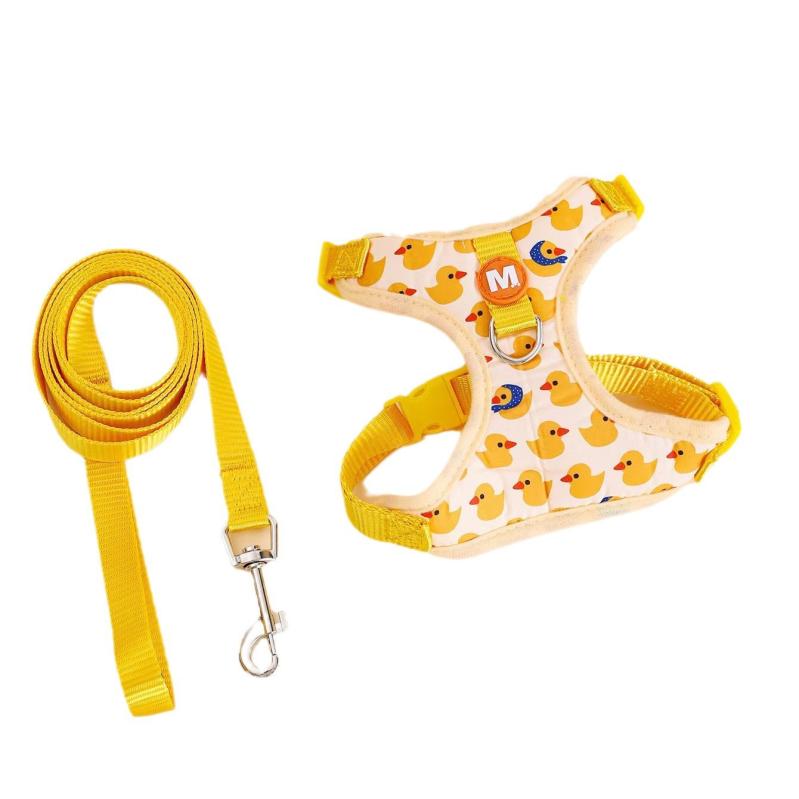 犬具 猫 小型犬 ハーネス リード セット ポリエステル かわいい アヒル ゾウ 背中 散歩 脱げにくい 調..