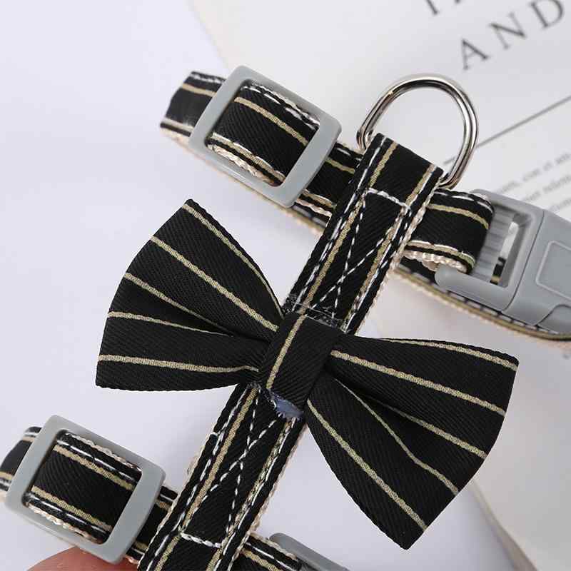 猫 首輪 牽引ロープ 猫用 ハーネス 和風 猫用 ベスト 縞模様 リボン 散歩 お出かけ用 調整可能 小型犬 散歩用 牽引紐(x5)