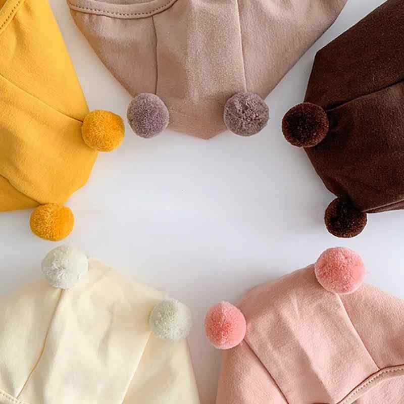 帽子 ベビー 春秋 かわいい 毛球付き 男の子 女の子 赤ちゃん 新生児 秋冬 綿100% 保温 0歳 1歳 2歳 イ..