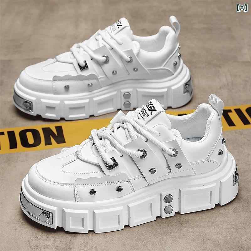厚底スニーカー メンズ 男性用 レザースニーカー スポーツシューズ 通気性 衝撃吸収 ローカット 普段使..