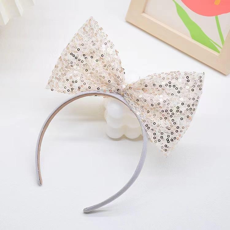 ヘアアクセサリー キッズ カチューシャ スパンコール リボン バレッタ ベージュ ピンク系 女の子 子供 ..