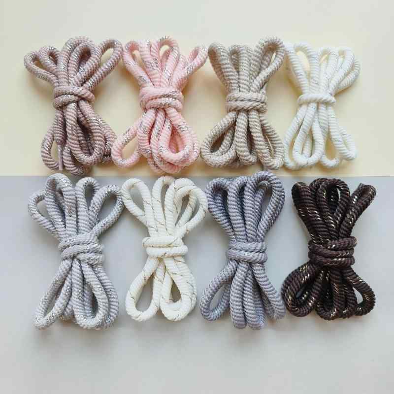 靴紐 スニーカー 靴紐 男性用 革靴 替え紐 丸紐 ポリエステル コーヒー 銀糸 グレー 銀糸 ミルクティー 銀糸 白灰色 銀糸 杏色 銀糸 白色 オーロラ 白...