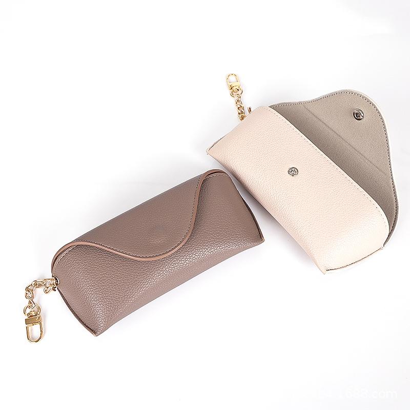 メガネケース 高級感 レザー調 サングラス 収納 携帯用 ベージュ カーキ 紫外線対策(x2)(4)