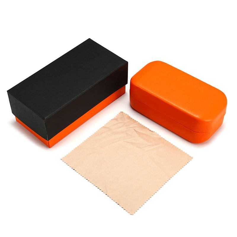 メガネケース 高級感 レザー製 眼鏡 サングラス 収納ケース オレンジ色 携帯用 持ち運び