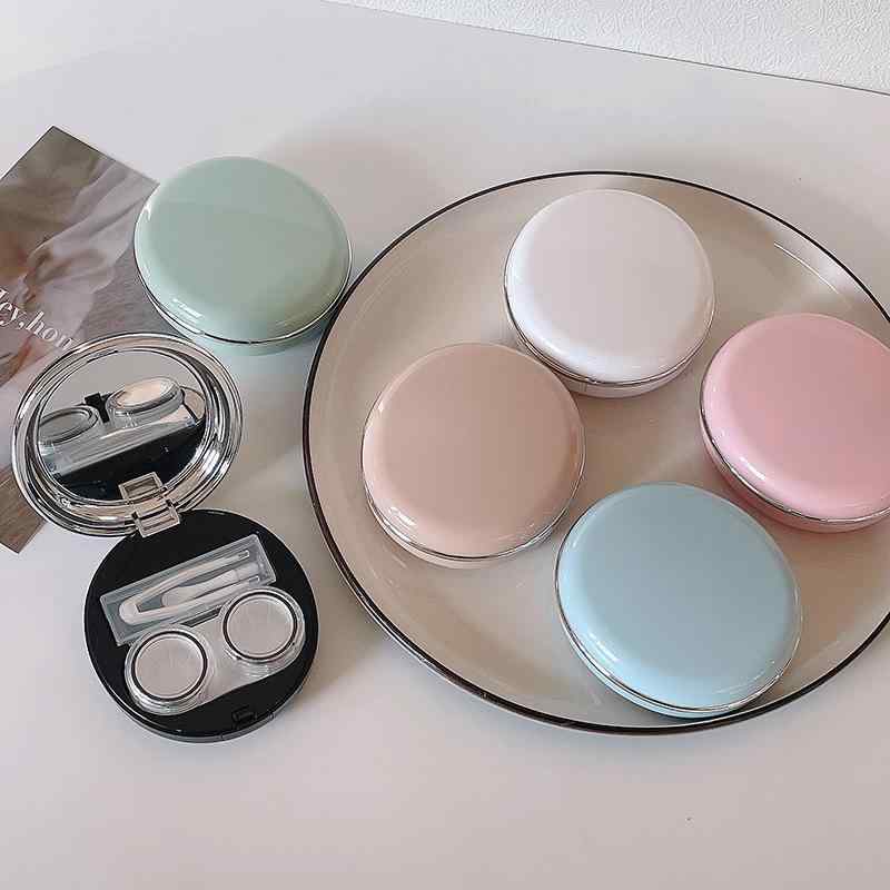 コンタクトレンズケース 無地 シンプル 携帯用 保存ケース レンズケース ケア用品 グリーン ブルー ブ..