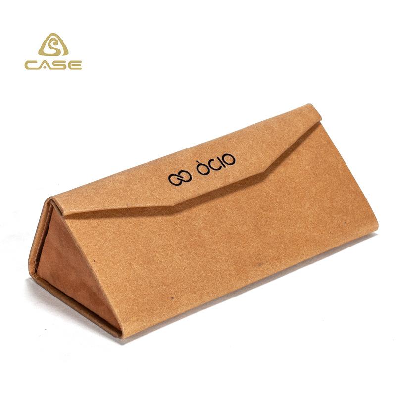 メガネケース サングラスケース 携帯用 牛革 紙製 再生素材 折りたたみ式 古銅色(x1000)