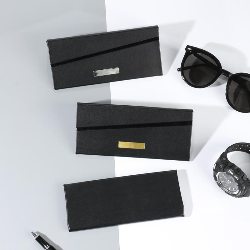 メガネケース 折りたたみ式 ポータブル サングラスケース レザー製 大号 金色 銀色 小型 携帯用(x2)