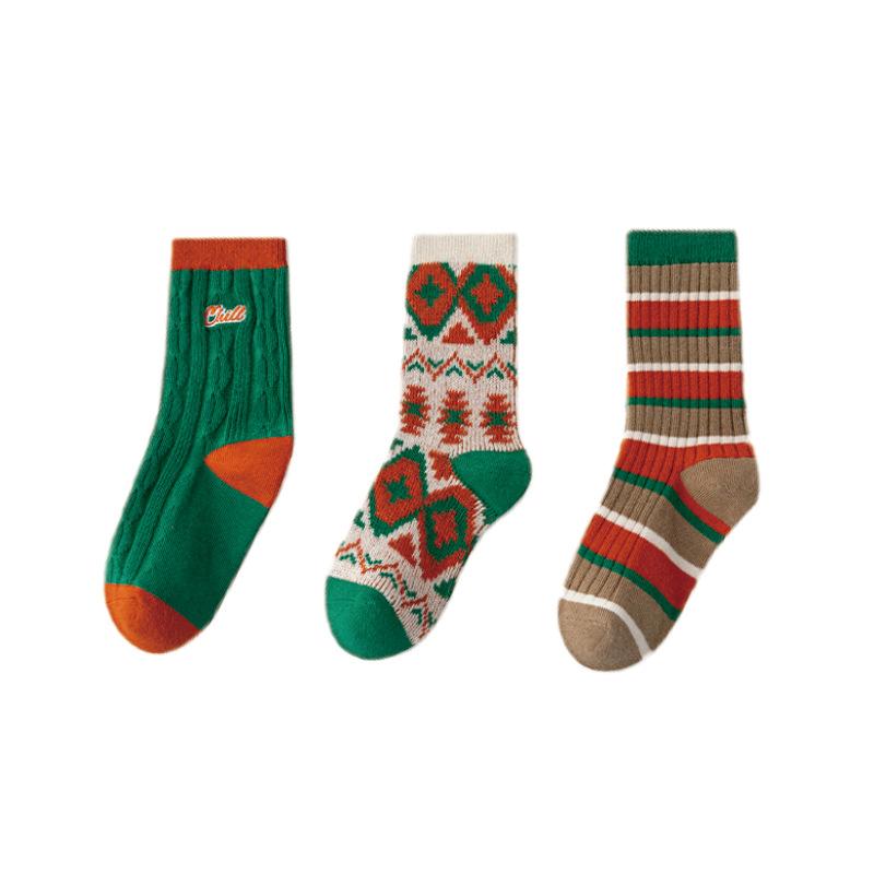 靴下 キッズ 秋冬 カートゥーン ストライプ 男の子 女の子 子供 中筒 ソックス 通気 吸汗