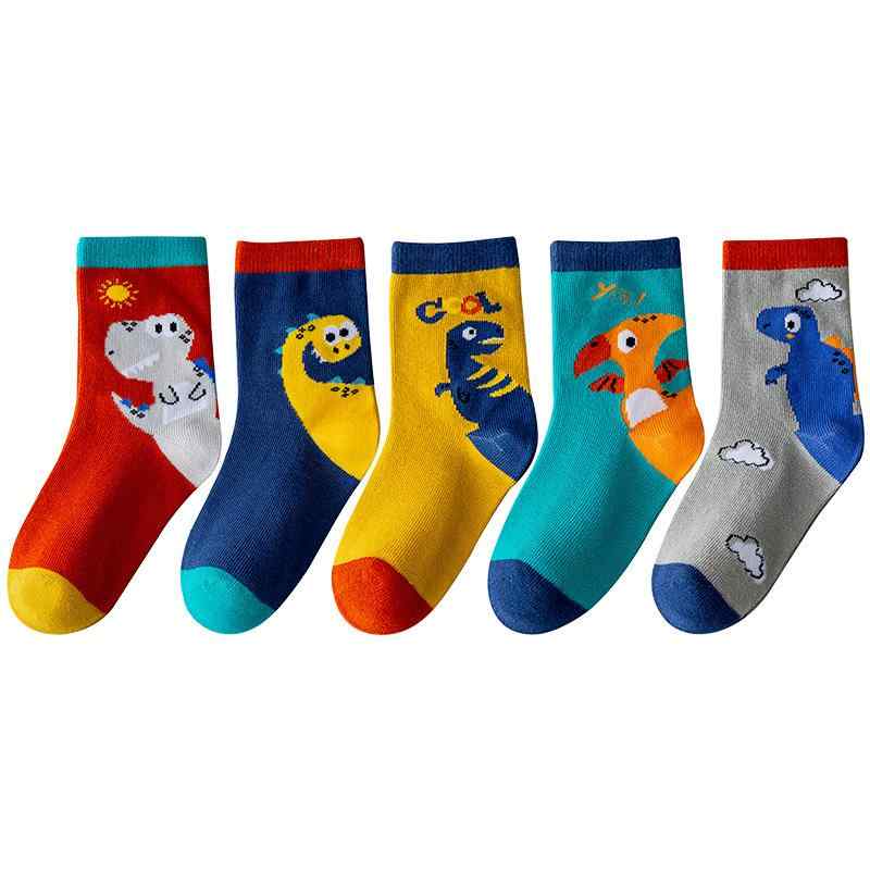 靴下 キッズ 男の子 子供 ソックス 中筒丈 恐竜柄 通気 吸汗 綿混紡 5足セット 11-22cm かわいい カー..
