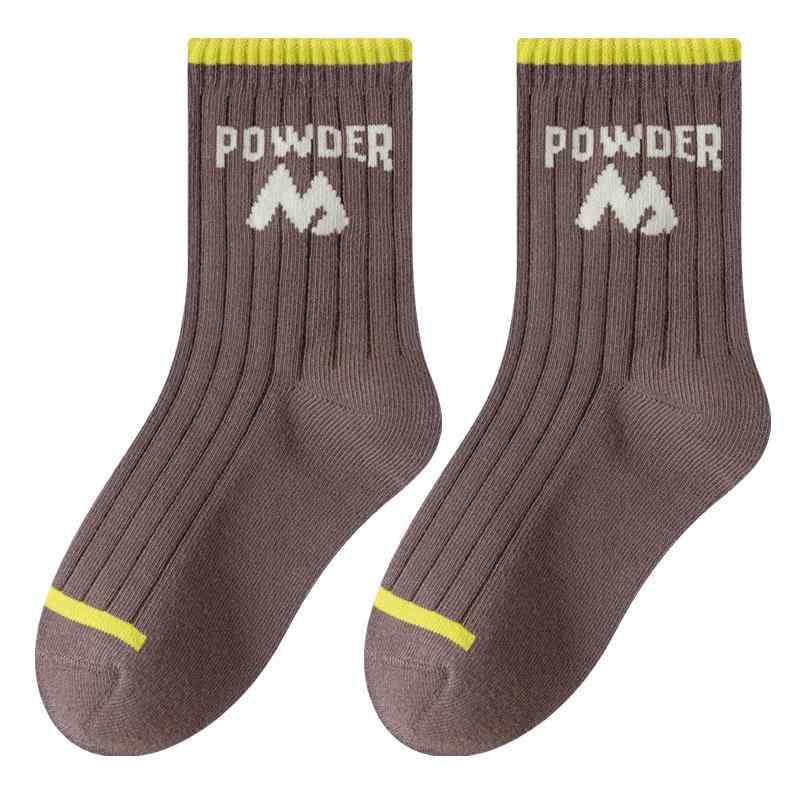 靴下 キッズ 子供 学生 抗菌 防臭 綿 混紡 通気性 レター デザイン ミドル 丈 秋冬