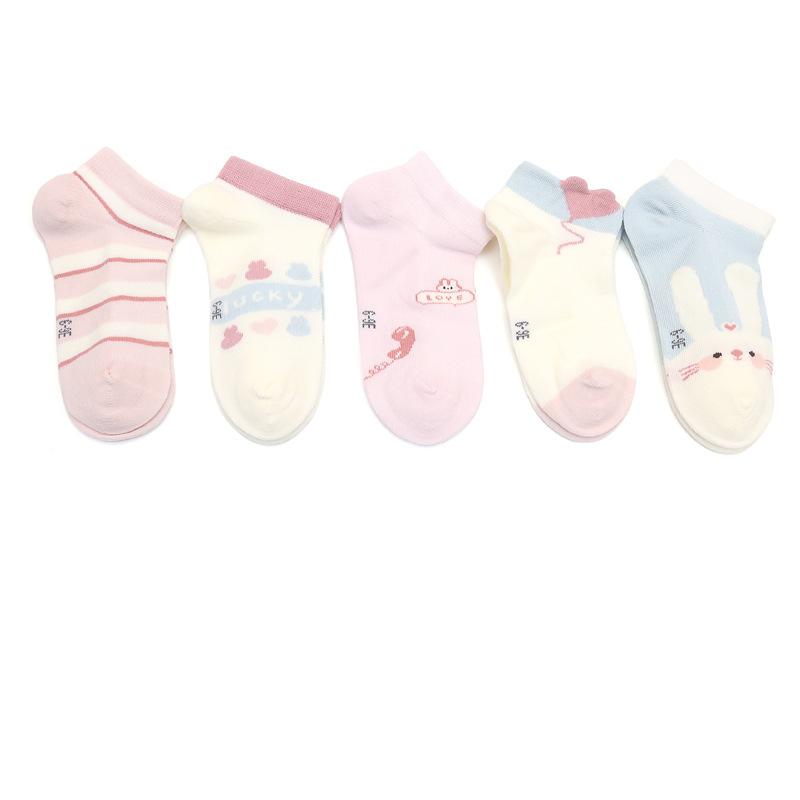 靴下 キッズ 子供 男の子 カートゥーン 薄手 コットン スニーカーソックス 5足組 吸汗 防臭 春夏 秋