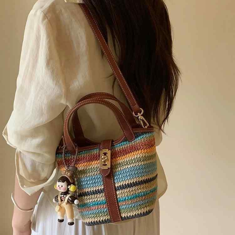 トートバッグ レディース 春夏 かごバッグ 編み込み ハンドバッグ ショルダーバッグ 斜めがけ バスケッ..