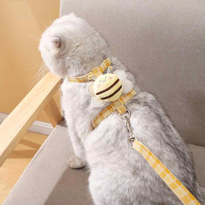 猫用 ハーネス リード 猫 牽引ロープ 調節可能 脱走防止 夏 お出かけ用 ペット 牽引紐 小型猫