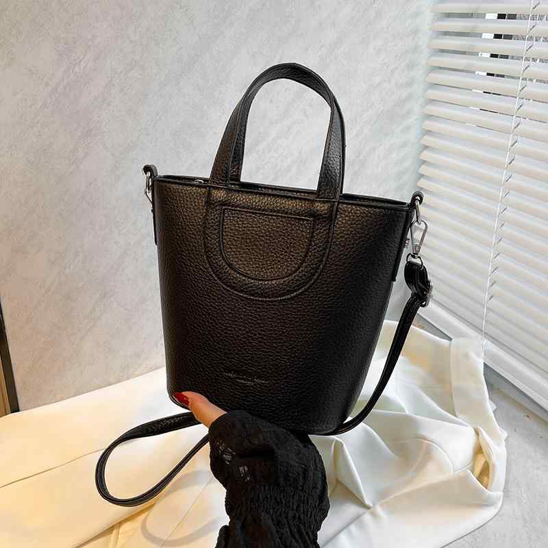 バッグ レディース 水桶型 鞄 ハンドバッグ 肩掛け 普段使い PU レザー ライチ模様 カゴバッグ風 ソフ..