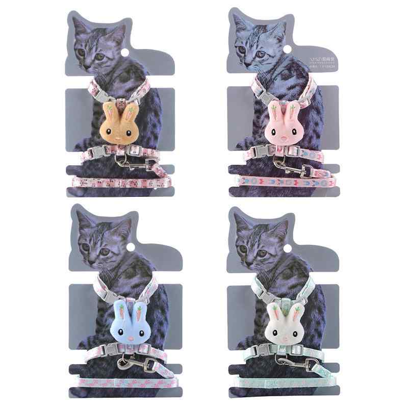 ペット用 リード 猫 犬 兼用 ナイロン製 ハーネス 調整可能 通気性 散歩 お出かけ 小型犬(x5)