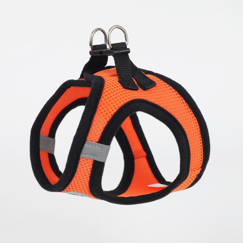 犬用胸当て ハーネス 小型犬 中型犬 胴輪 抜けにくい 調整可能 ナイロン製 散歩 お出かけ用 オレンジ(x2)