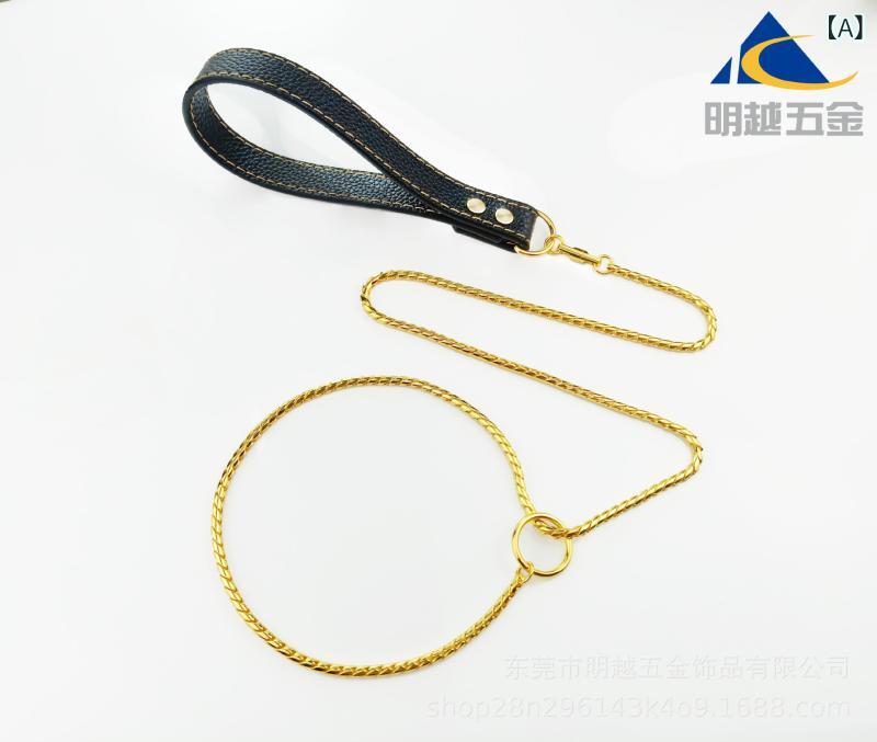 犬用リード 一体型 ステンレス 鎖 絡まない 回転式 丈夫 牽引ロープ ペット用品 犬用品 PUレザー ゴールド ブラック ブラウン ローズゴールド 100cm 120cm(x6)