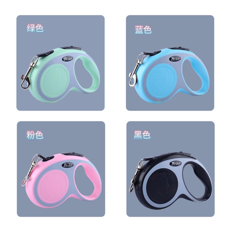 犬用リード 自動伸縮 5m 小型犬 中型犬 牽引ロープ ABS製 散歩用 伸縮リード 巻き取り式 爪印 黒 ピンク系 青 緑