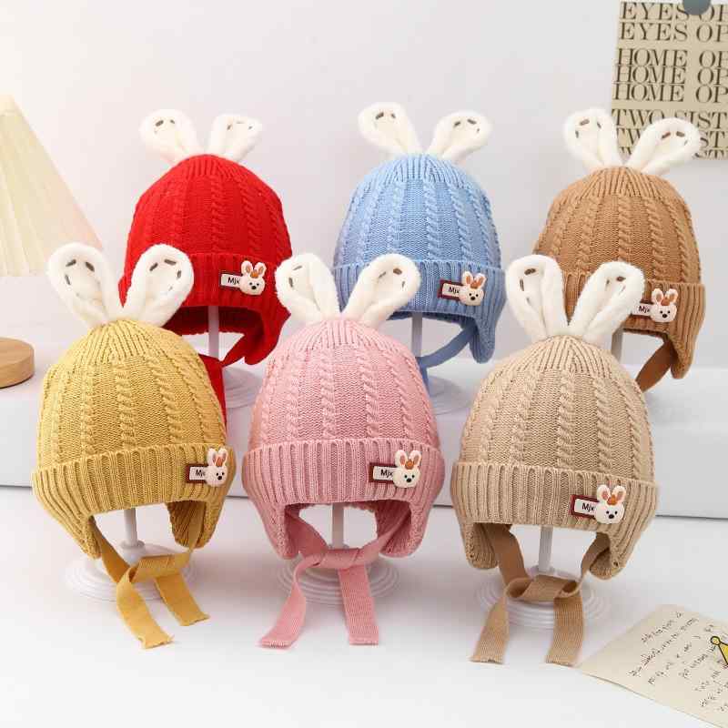 ベビー 帽子 秋冬 かわいい ウサギ耳 ニット帽 男の子 女の子 赤ちゃん 6-12ヶ月 小月齢 耳当て付き 防..