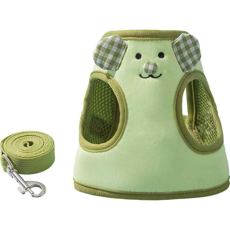 犬具 ハーネス リード セット 小型犬 猫 かわいい チェック柄 クマ 胴輪 ベスト 散歩 お出かけ バンデ..