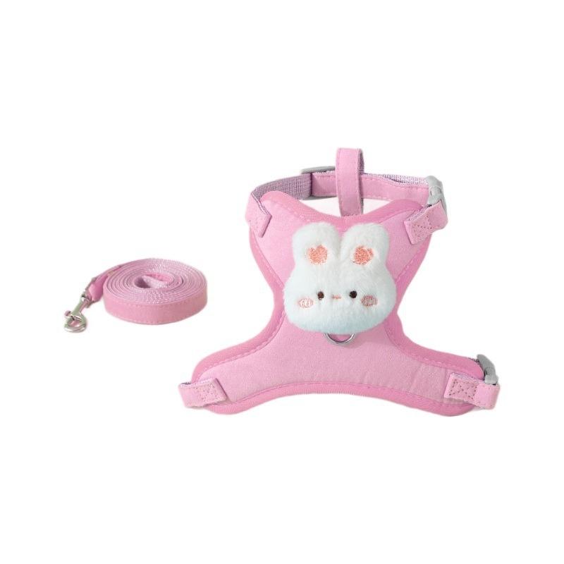 犬具 ハーネス リード セット 小型犬 子犬 メッシュ 胴輪 散歩 お出かけ ブルー 小熊 イエロー 小鶏 ピ..