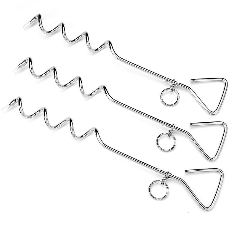 ペット 牽引ロープ リード 犬用 係留ステッキ 亜鉛メッキ鋼 PU 耐久性 散歩 公園 ドッグラン 庭(x2)