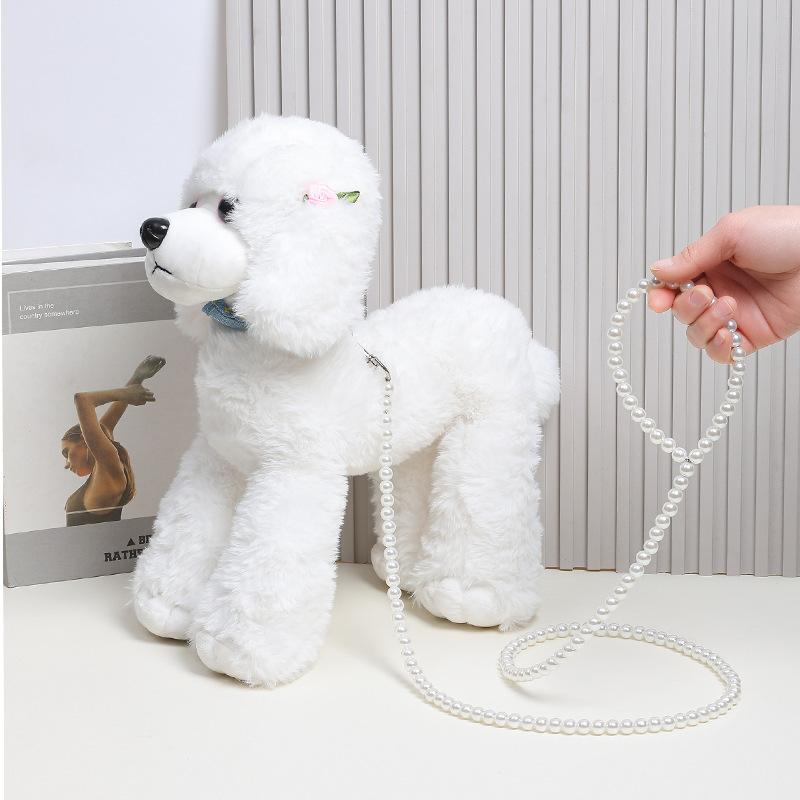 犬 牽引ロープ ペット ハーネス リード 小型犬 中型犬 パール風 ビーズ おしゃれ かわいい お散歩(x2)