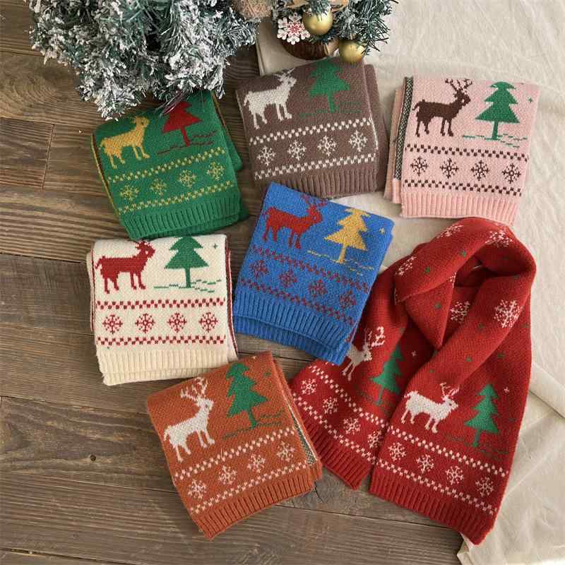 帽子 キッズ クリスマス ニット帽 マフラー セット ベビー 防寒 提花 トナカイ クリスマスツリー 秋 冬..