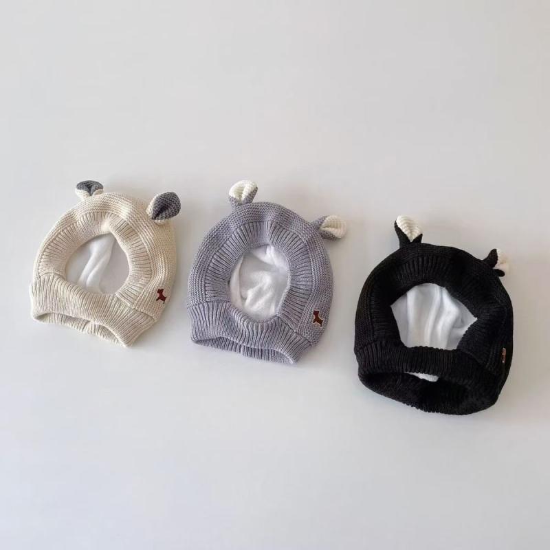 帽子 キッズ ベビー 犬耳 ニット帽 裏起毛 子供 赤ちゃん 帽子 暖かい 防風 秋冬 ベージュ ブラック グ..