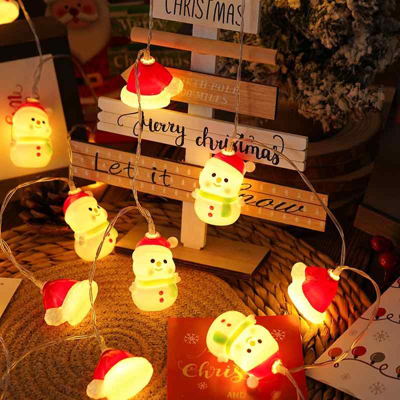 クリスマス LED イルミネーションライト ガーランドライト 雪だるま トナカイ 電飾 オーナメント 電池式 USB 装飾 常時点灯 点滅 クリスマスツリー 飾り付け イベント パーティー(x2)