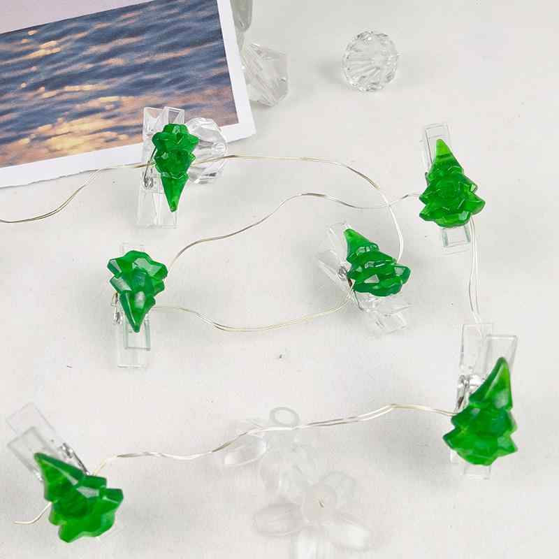 クリスマスツリー LEDイルミネーション ライト 子供部屋 デコレーション 飾り付け 暖白 電池式 写真 クリップ付き かわいい カートゥーン(x5)