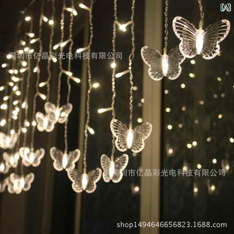 イルミネーションライト 蝶モチーフ LEDライト クリスマス デコレーション 暖白色 正白色 黄色 青色 カラフル 紫色 ピンク系 ブルー＆ホワイト グラデーション