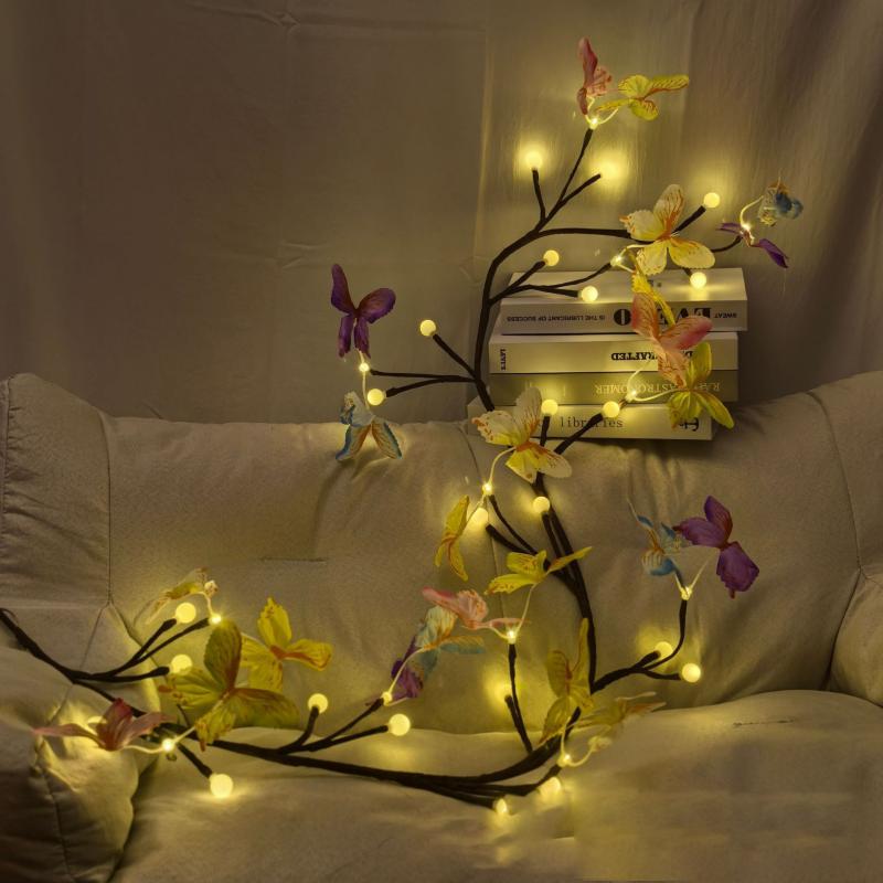 LED ライト イルミネーション 室内 デコレーション ブルー バタフライ カラー 蝶 装飾 USB 電飾 樹木 枝 ホワイト ボール 部屋 飾り付け クリスマス ハロウィン