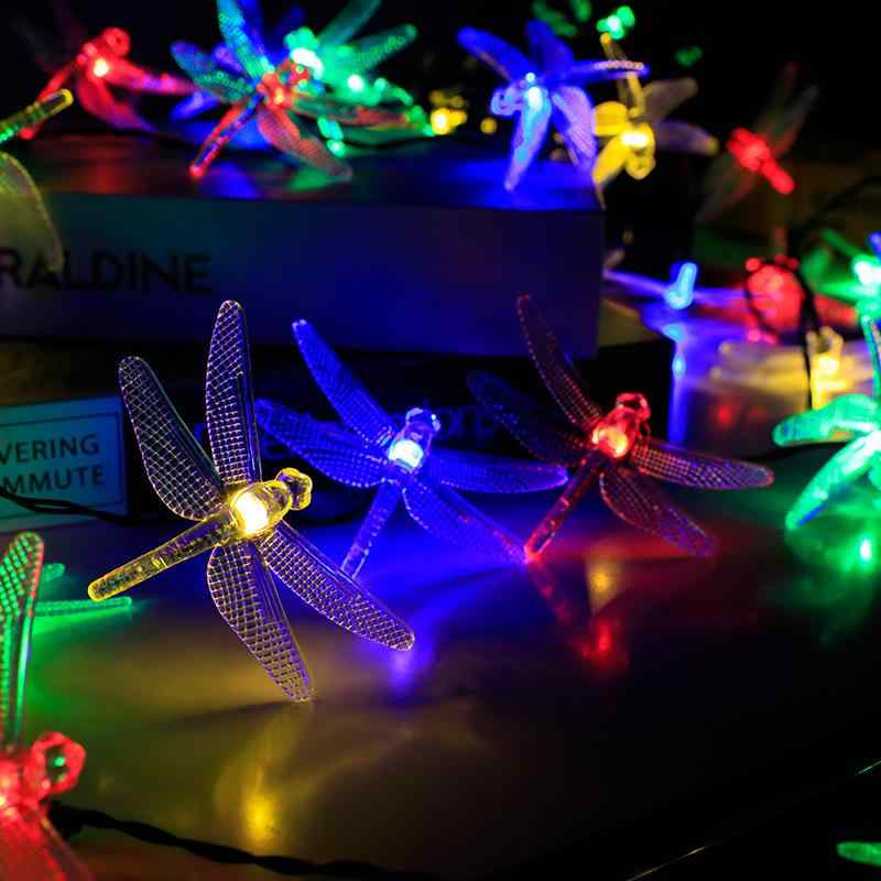 ガーデンライト LED イルミネーションライト 蜻蛉モチーフ ソーラー充電式 屋外 庭 暖色 ブルー ホワイト マルチカラー クリスマス 結婚式 パーティー デコレーション