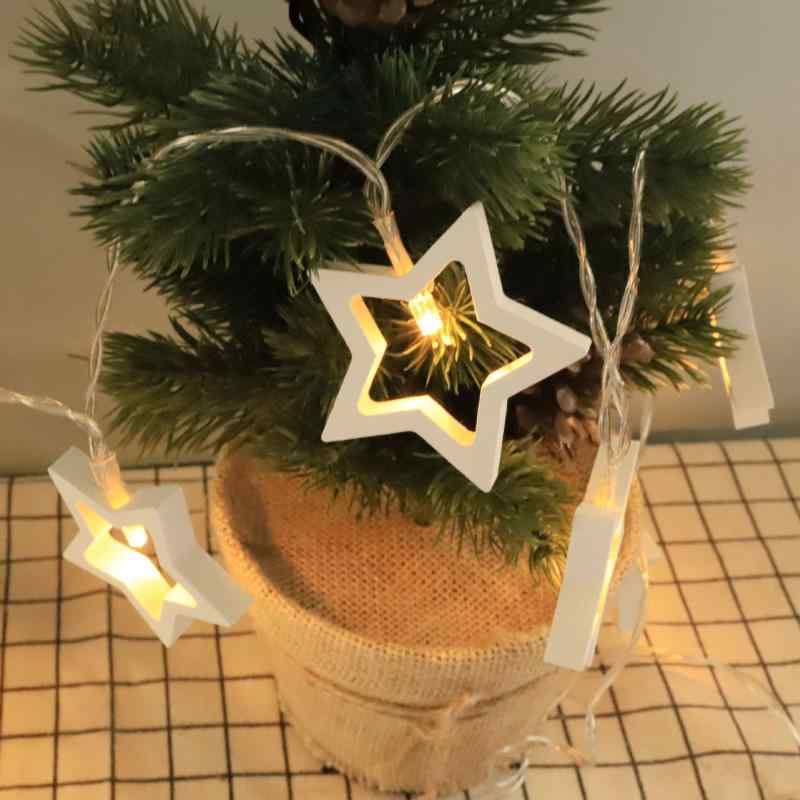 LEDイルミネーションライト 木製 星 ハート クリスマスツリー デコレーションライト 寝室 部屋 電池式