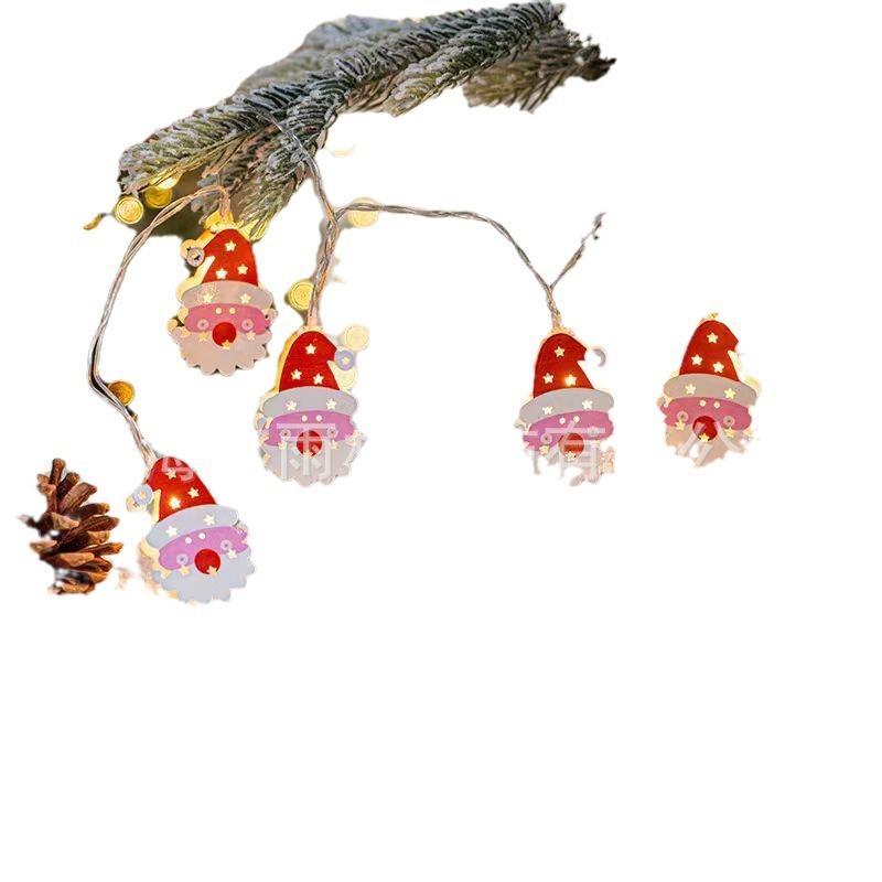 クリスマス LED イルミネーションライト クリスマスツリー 雪だるま サンタクロース 電飾 ガーランド ステンレス オーナメント 1.5m 10灯 電池式