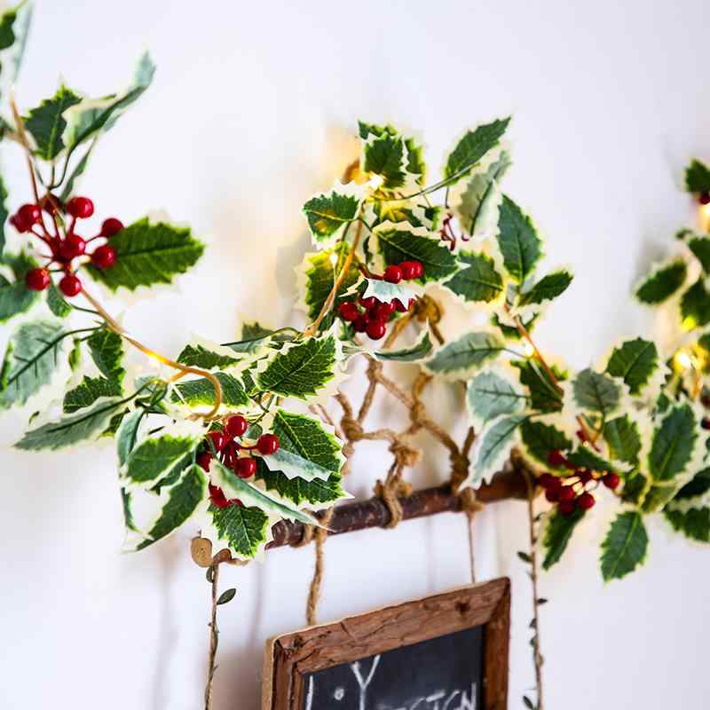 クリスマス LED イルミネーションライト 松ぼっくり 松かさ 赤い実 銅線 電飾 暖光 電池式 クリスマス装飾 ホームデコレーション(x2)