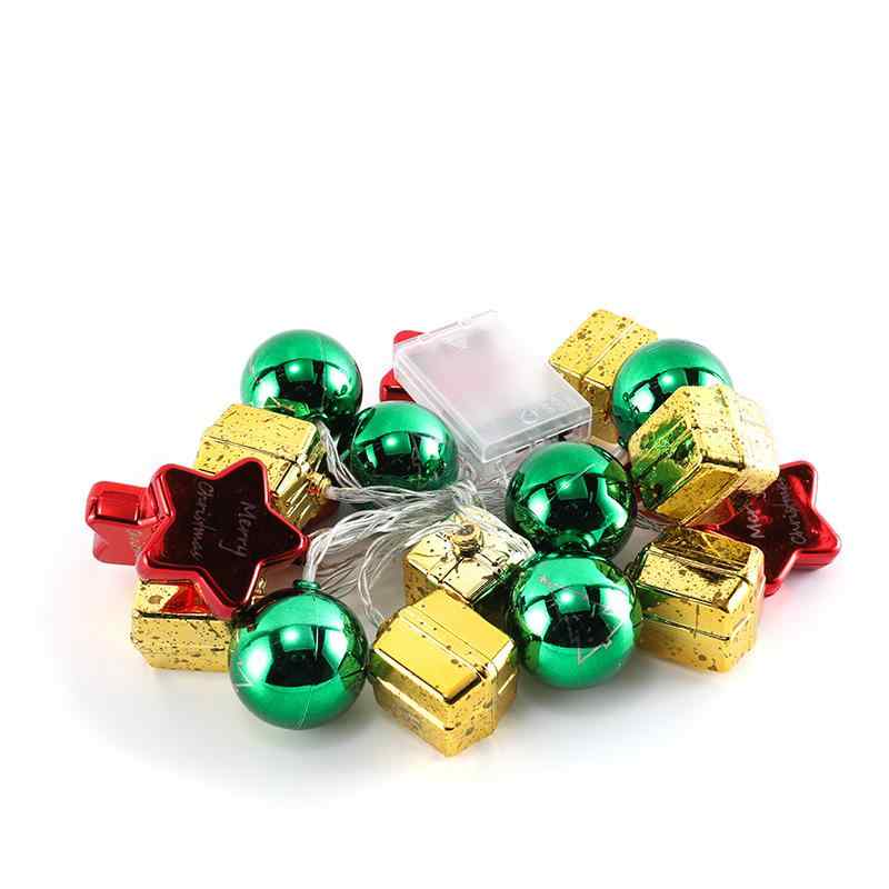 クリスマス LED イルミネーションライト 星形 オーナメント ボール ギフトボックス 電飾 ストリングライト デコレーションライト イベント パーティー 店舗 飾り(x2)