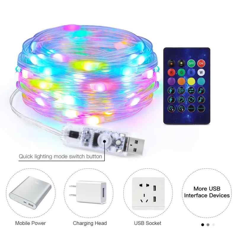 LED ストリングライト USB給電式 防水 RGB イルミネーションライト リモコン APP制御 クリスマス パーティー イベント アウトドア(x5)