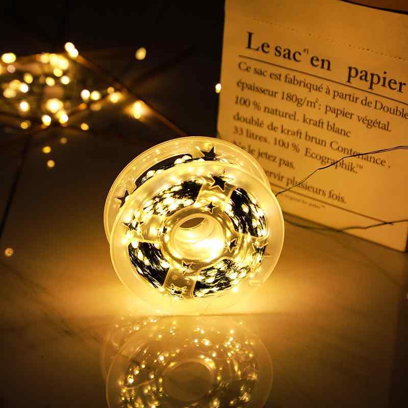 クリスマス イルミネーション ライト LED ストリングライト 星型ライト 緑線 銅線 リモコン付き クリスマスツリー 飾り付け 電飾(x5)